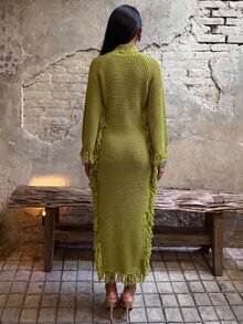 SHEIN BAE Gaun Sweater Pullover Wanita Biasa - Hijau - View 2