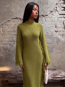 SHEIN BAE Gaun Sweater Pullover Wanita Biasa - Hijau - View 5