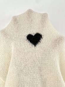 SHEIN CURVE+ Plus size långärmad mode-tröja med snäckbrodyr och kontrasterande färger - Beige - Visa 8
