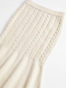 SHEIN Women's Elegant Mermaid Twist Knit Midi Skirt - Beige - View 7
