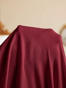 Côtesoire 大尺碼女款純色休閒居家睡袍 - 酒紅色 - 查看 6