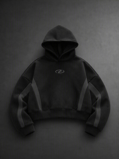 GETOML Men's Knitted Casual Streetwear Loose Fit Long Sleeve Hoodie, Autumn Back-To-School Off Campus Black Vintage Y2K Baggy Sweatshirt, For Holiday
