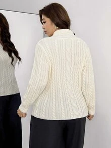Auralis French Style Deep V-Neck Vertical Ribbed Cable Knit Top, Soft Skin-Friendly Slimming Ribbed Pullover Sweater Winter - Apricot - View 6