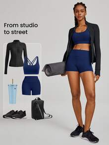 GLOWMODE 2.5" FeatherFit™ Ultra-Short Anti-Slip Biker Shorts Low Impact Casual Daily Gym  Workout - Dark Blue - View 6