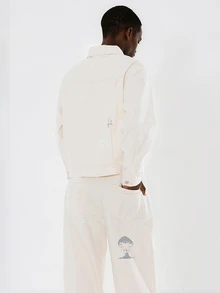 FORM&CHAOS Men's Autumn/Winter Printed Workwear Beige Long Sleeve Jacket - White - View 2