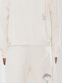 FORM&CHAOS Men's Autumn/Winter Printed Workwear Beige Long Sleeve Jacket - White - View 7