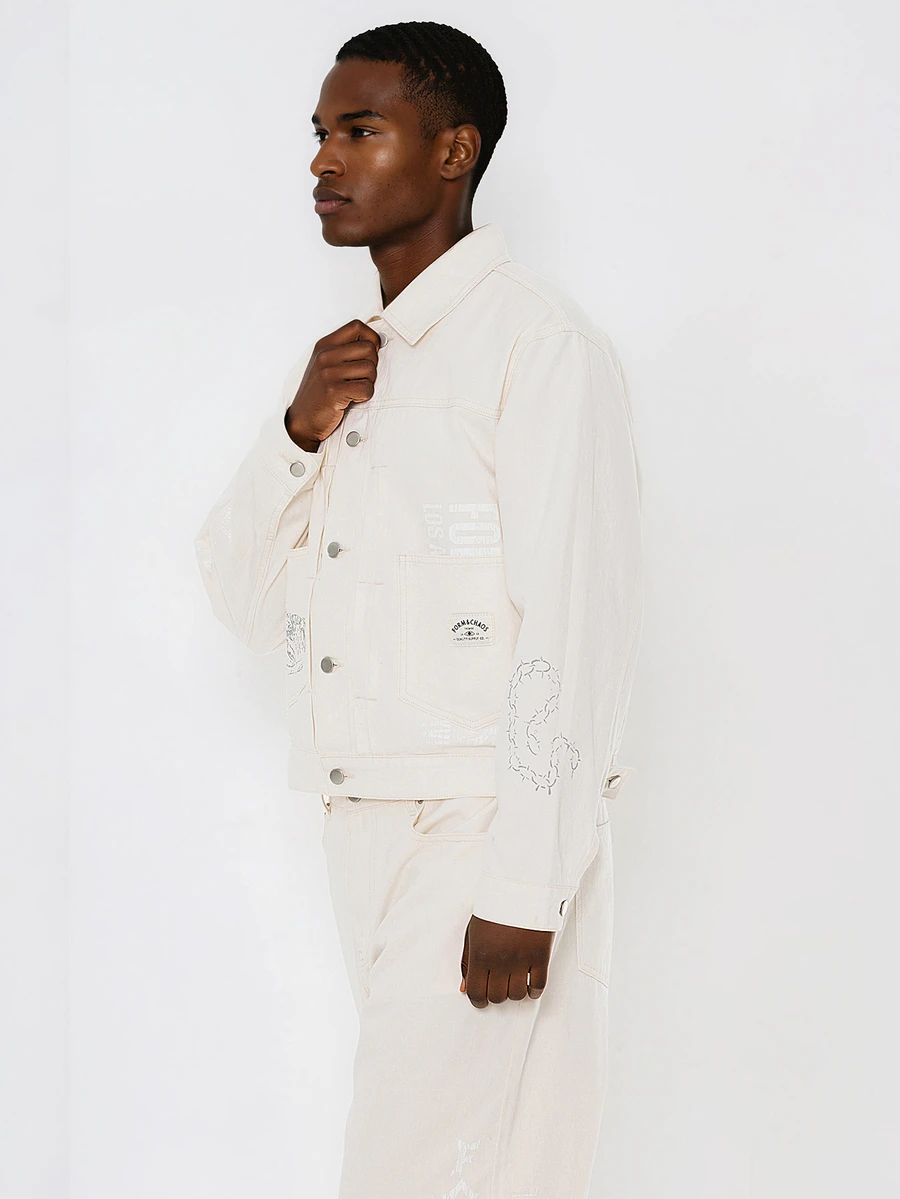 FORM&CHAOS Men's Autumn/Winter Printed Workwear Beige Long Sleeve Jacket - White - View 1