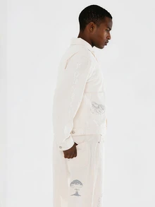 FORM&CHAOS Men's Autumn/Winter Printed Workwear Beige Long Sleeve Jacket - White - View 5