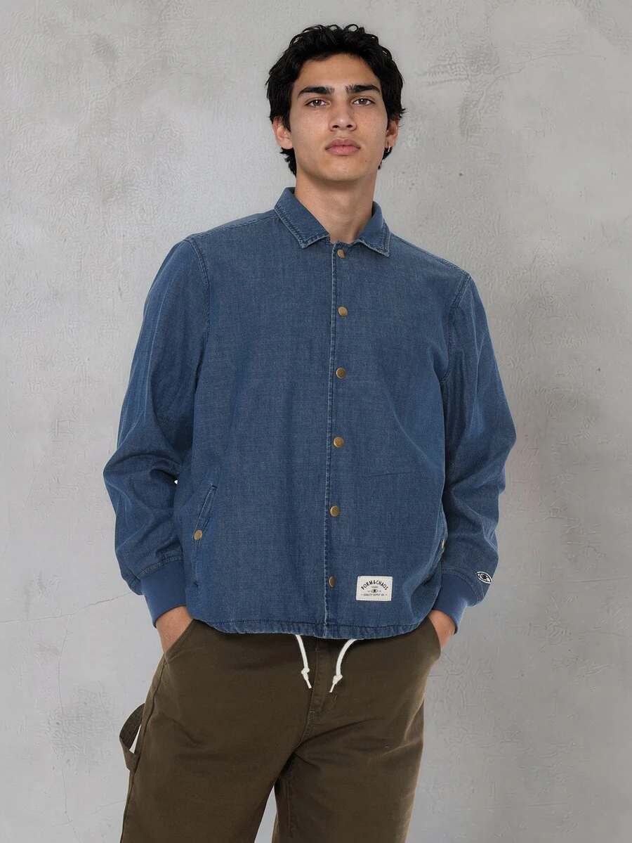 FORM&CHAOS Men's Dark Wash Denim Long Sleeve Vintage Jacket - Blue - View 1