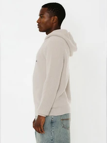 FORM&CHAOS Men's Fashion Denim Long Sleeve Loose Fit Hoodie Sweater - Khaki - View 4