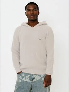 FORM&CHAOS Men's Fashion Denim Long Sleeve Loose Fit Hoodie Sweater - Khaki - View 3