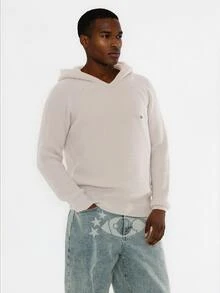 FORM&CHAOS Men's Fashion Denim Long Sleeve Loose Fit Hoodie Sweater - Khaki - View 1