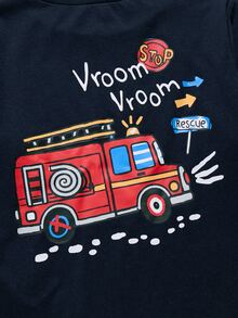 Kaos Anak Laki-Laki Kasual Minimalis dengan Motif Gambar Tangan, Lengan Pendek, Kerah Bulat, Cocok untuk Musim Panas dan Gugur - Biru - View 4