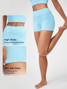 GLOWMODE 2.5" FeatherFit™ Ultra-Short Anti-Slip Biker Shorts Low Impact Casual Daily Gym  Workout - Aqua Blue - View 3