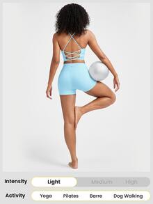 GLOWMODE 2.5" FeatherFit™ Ultra-Short Anti-Slip Biker Shorts Low Impact Casual Daily Gym  Workout - Aqua Blue - View 5