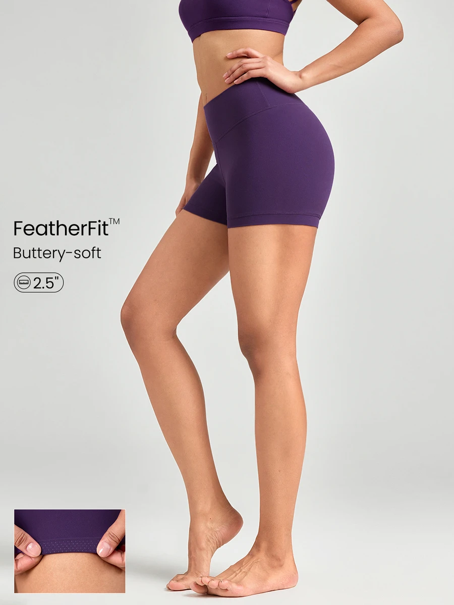 GLOWMODE 2.5" FeatherFit™ Ultra-Short Anti-Slip Biker Shorts Low Impact Casual Daily Gym Summer Workout - Violet Purple - View 1