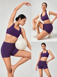 GLOWMODE 2.5" FeatherFit™ Ultra-Short Anti-Slip Biker Shorts Low Impact Casual Daily Gym Summer Workout - Violet Purple - View 7