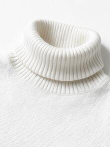 Selianne Sweater Rajut Lengan Panjang Model Cape Off-Shoulder Musim Gugur/Dingin untuk Wanita dengan Trim Shell Hitam dan Tepian Kontras - Putih - View 4