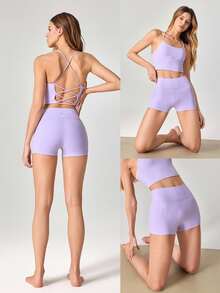 GLOWMODE 2.5" FeatherFit™ Ultra-Short Anti-Slip Biker Shorts Low Impact Casual Daily Gym  Workout - Lilac Purple - View 7