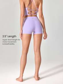 GLOWMODE 2.5" FeatherFit™ Ultra-Short Anti-Slip Biker Shorts Low Impact Casual Daily Gym  Workout - Lilac Purple - View 2