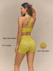 GLOWMODE 2.5" FeatherFit™ Ultra-Short Anti-Slip Biker Shorts Low Impact Casual Daily Gym Summer Workout - Yellow - View 2