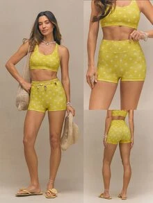 GLOWMODE 2.5" FeatherFit™ Ultra-Short Anti-Slip Biker Shorts Low Impact Casual Daily Gym Summer Workout - Yellow - View 7
