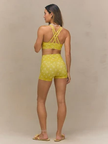 GLOWMODE 2.5" FeatherFit™ Ultra-Short Anti-Slip Biker Shorts Low Impact Casual Daily Gym Summer Workout - Yellow - View 6