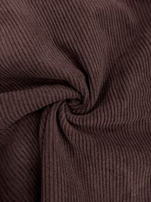 Balvessa Brown Corduroy Design Button-Front Vintage Casual Wide Leg Women's Long Pants, Autumn/Winter - Coffee Brown - View 8