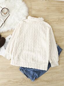 SHEIN Frenchy Plus Size Women's Casual Simple Fluffy Long Sleeve Jacket,Winter Clothes Fall Autumn Fall/Winter - Beige - View 3