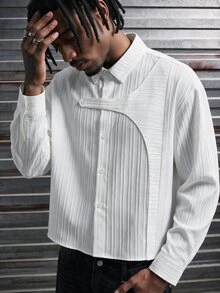 FeverCity Men's Solid Color Casual Versatile Daily Wear Shirt - White - View 1