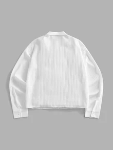 FeverCity Men's Solid Color Casual Versatile Daily Wear Shirt - White - View 3