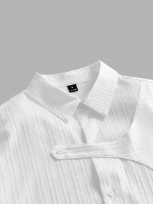 FeverCity Men's Solid Color Casual Versatile Daily Wear Shirt - White - View 4