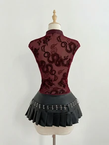 Elamini Elegant Lace Camisole Top For Women - Burgundy - View 2