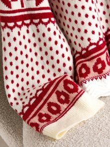 CosyJoli Plus Size Fashion Jacquard Long Sleeve Sweater For Holiday & Vacation Winter - Multicolor - View 7