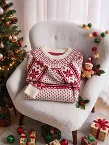 CosyJoli Plus Size Fashion Jacquard Long Sleeve Sweater For Holiday & Vacation Winter - Multicolor - View 5
