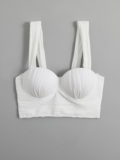 SHEIN Swim Summer Beach Ruched Push Up Bikini Top