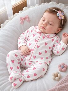Celana Panjang Bayi Baru Lahir Lengan Panjang Rajut Lembut Lucu untuk Bayi Perempuan Netral Gender dengan Motif Pita, Kelinci, Hati, dan Bunga, Hadiah Terbaik untuk Pakaian Tidur, Warna Putih - MultiWarna - View 2