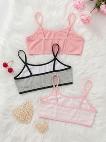 Kids Tween Girls Cute Simple Skin-Friendly Soft Student Growth Period Underwear 3pcs -Piece Set - White - View 2