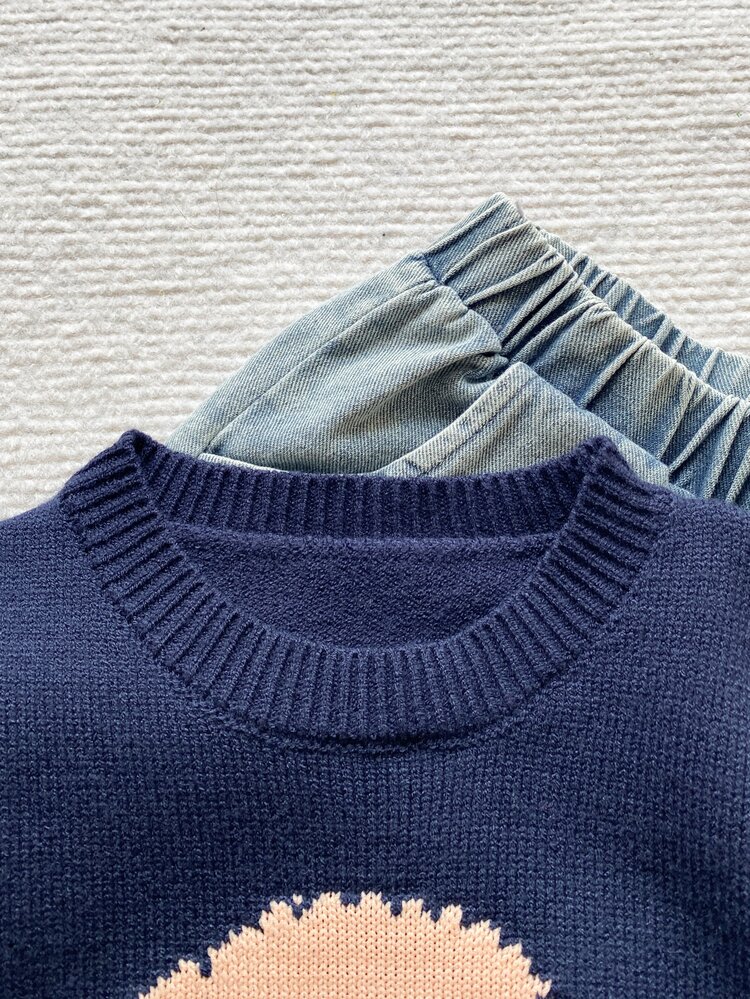 PrepCrw 1 Pc Kid Young Boy Casual Minimalist Fashion Warm Comfortable Classic Collegiate, Puppy Pattern, Cute Style, Sweater Suitable For Autumn/Winter, Christmas, Holidays, Birthdays, Back To School, Outings, Casual Activities, Gatherings - Blue - View 5