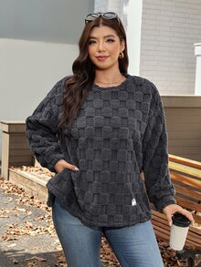 Comfylo Plus Size Women's Warm Tops For Autumn/Winter Fall Formal Home Wear Grey Casual Elegant - Grey - View 6