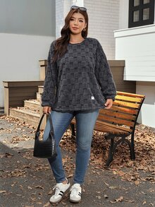 Comfylo Plus Size Women's Warm Tops For Autumn/Winter Fall Formal Home Wear Grey Casual Elegant - Grey - View 4