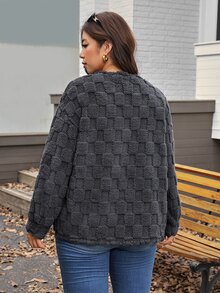 Comfylo Plus Size Women's Warm Tops For Autumn/Winter Fall Formal Home Wear Grey Casual Elegant - Grey - View 8
