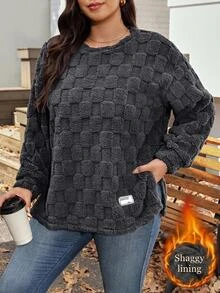 Comfylo Plus Size Women's Warm Tops For Autumn/Winter Fall Formal Home Wear Grey Casual Elegant - Grey - View 2