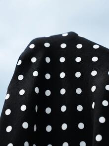 Momance Printed Polka Dot Split Long Ruffle Sleeve Casual Maternity Dress - Black and White - View 7