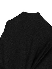 Shapeblank Women's Plus-Size Black Long Dress With Pockets Sommar Smart Casual Simple Normal Everyday All-Match Stretchy Short-Sleeved Comfortable Outfits Brunch - Black - View 8