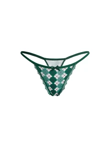 AltBold 3pcs/Set Women's Lace Patchwork Printed Thong Panties - Multicolor - View 4