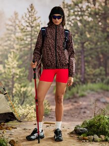 Exploreva Exploreva Women's All-Over Print Zip-Up Casual Versatile Daily Outdoor Jacket - Brown - View 8