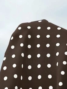 Momance Printed Polka Dot Split Long Ruffle Sleeve Casual Split Maternity Dress - Brown - View 7