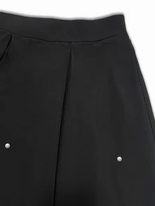 GlowEve CURVE Plus Size Women's Faux Pearl Decor Long Sleeve Blouse And Skirt Elegant Set Fall - Black - View 4