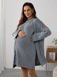 Momance Maternity Casual Round Neck Sweater Dress And Cardigan Set, Autumn/Winter - Multicolor - View 5